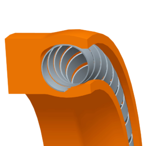 radial spring energized ptfe sealing profile, with reinforced back