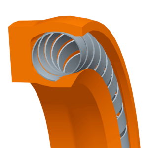 radial spring energized ptfe sealing profile, with internal scraper