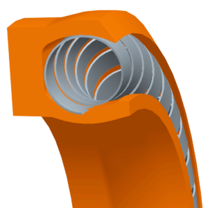 radial spring energized ptfe sealing profile, with scraper on the outer edge